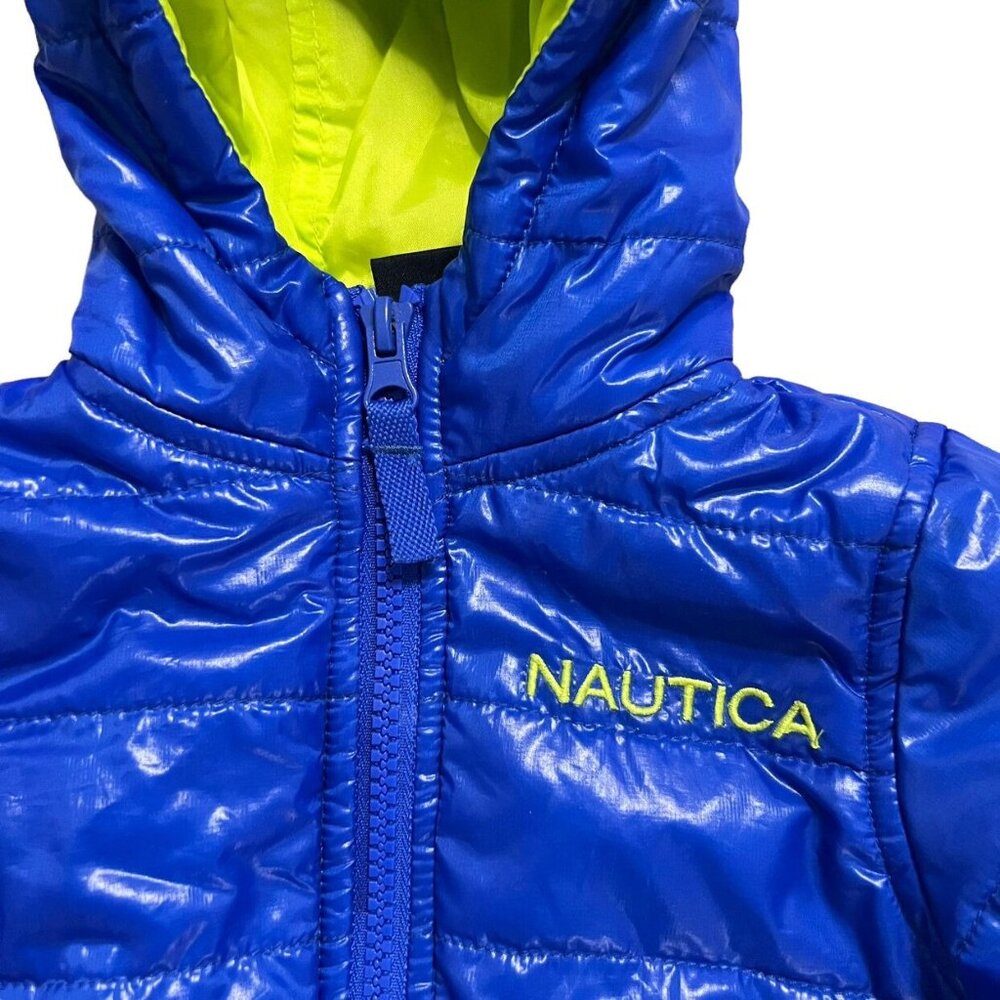 Nautica 12m Bright Blue & Lime Green Puffer Jacket - Picture 2 of 5